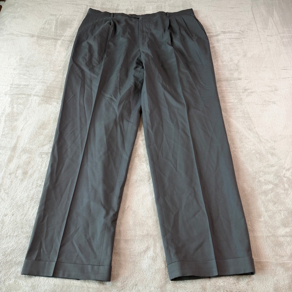 Vintage Pal Zileri Mens 38x32 Gray Reda S120s Wool Pleated Cuffed Dress Pants